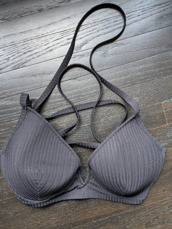 Target Other - Target Shade & Shore Black Ribbed Push-Up Bikini Top | Size 38D